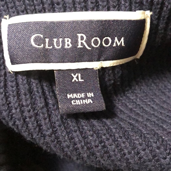 Club Room Size XL Men's 3/4 Button Pullover Mock Neck Sweater Blue/Gray - Picture 10 of 12